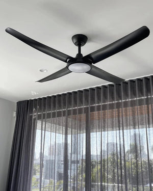 Modern Ceiling Fan | FlatJET DC | ThreeSixty Black 4 Blade With Light