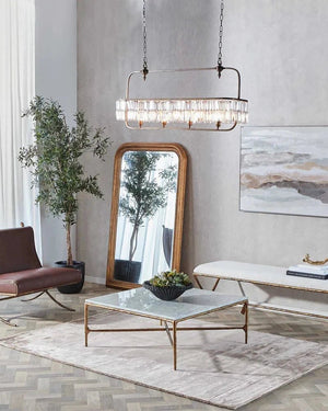 Modern Crystallised Long Chandelier in a Modern living room 