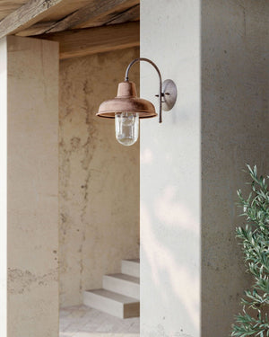 Modern Italian Industrial Curved Wall Light | Transparent on a terrace of a country house