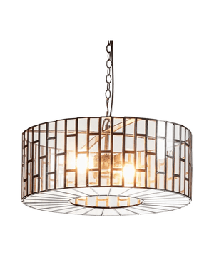 Modern Mid-Century Black Drum Chandelier-Lighting Collective