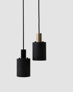 N Lava Pendants in small cluster with Black & Brass metal finishes