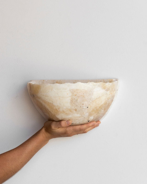 Onyx Stone Half Moon Wall Sconce