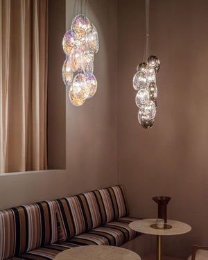 Organic Crystal Glass Shell Pendant | 12lt Cluster - Lighting Collective