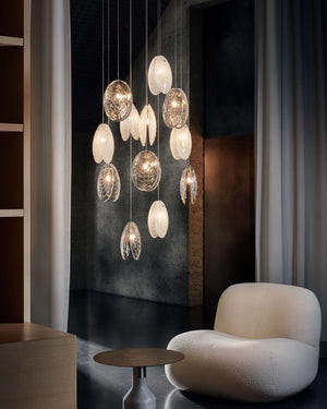 Organic Hand - Blown Crystal Shell Pendant | Single - Lighting Collective