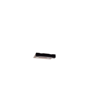 Outdoor Linear Step Light in black, small 102mm size, angled to show its slim housing on a flat steel plate.
