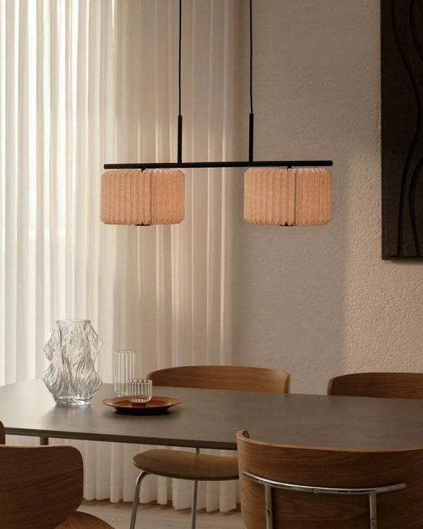 Pleated Fabric Dual Pendant Light