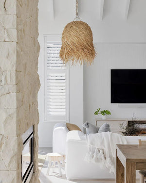 Raw Edged Rattan Weave Pendant