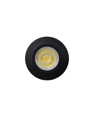 Recessed IP67 Deck Light in black showing ribbed aluminium body and cable gland