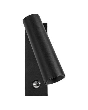 Rectangular Adjustable Wall Light in black, slim backplate with a bevelled head on a swivel joint.
