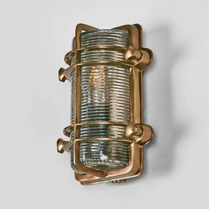 Rectangular Caged Rib Glass and Brass Wall Light-Lighting Collective