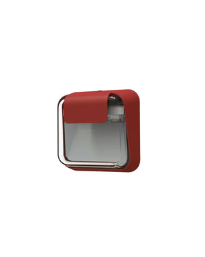 Tomato Red recycled glass outdoor wall light with hinged lid and frosted glass panel