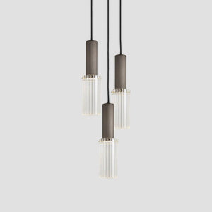 Reeded Glass and Brass Chandelier Pendant | Large - Lighting Collective