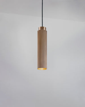 Reeded Metal Pendant Light Antique Brass Large | Lighting Collective
