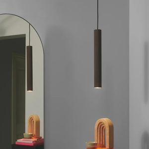 Reeded Metal Vertical Pendant | Brown Metallic | Lighting Collective