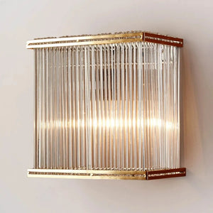 Ribbed Glass Wall Light Brass