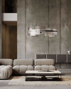 Ribbed Satin Glass Plated Chandelier - Lighting Collective