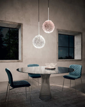 Rippled Glass Sphere Suspension Light | Assorted Finishes - Lighting Collective