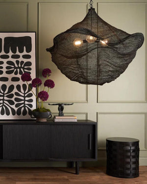 Rounded Diamond Crochet Wire Pendant | Black | Lighting Collective