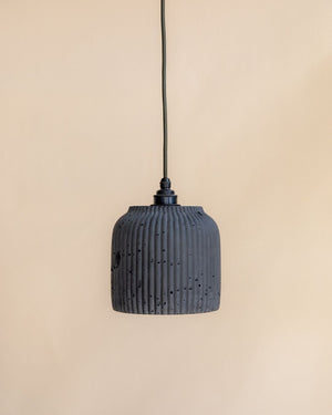 Rounded Ribbed Concrete Pendant Light-Lighting Collective