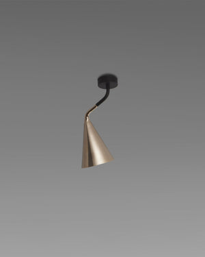 Conical ceiling light fixture on a gray background