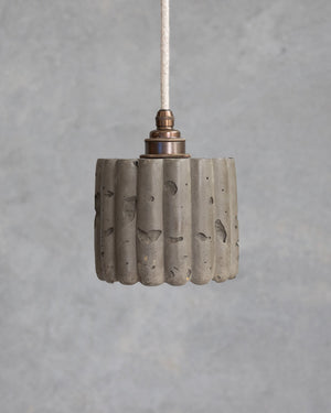 Small Fluted Concrete Pendant Light-Lighting Collective