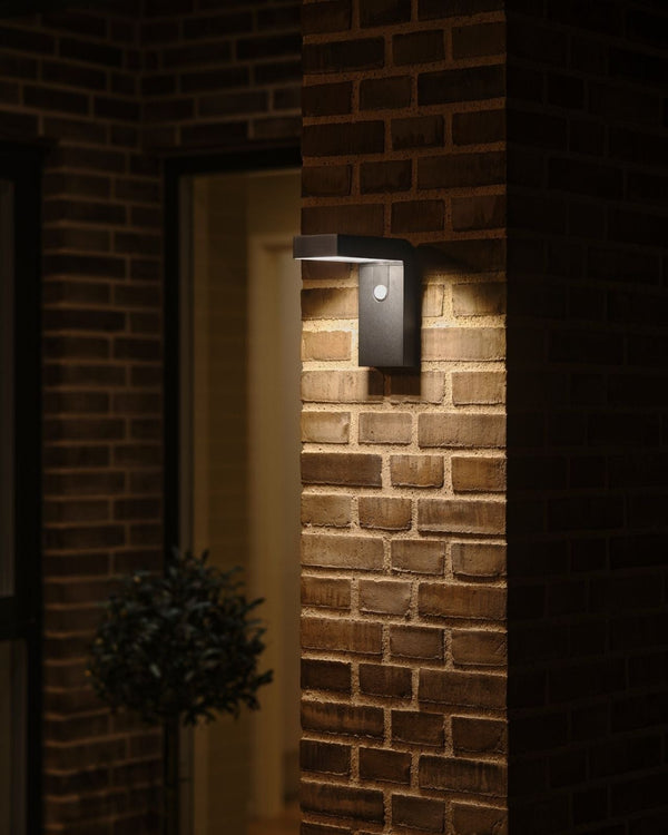 Solar Black Angled Wall Light