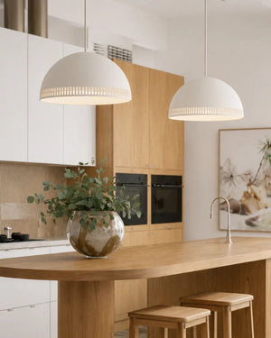 Spanish Ceramic Pendant Light | Hortensia | Cream Styled in a Minimalist Kitchen