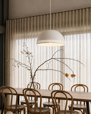 Spanish Ceramic Pendant Light | Hortensia | Cream Styled Above a Dining Table