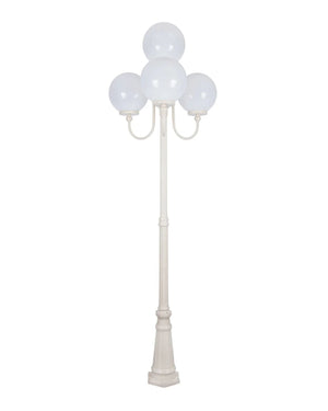 Sphere Curved Arm Post 4 Light | Assorted Finishes - Lighting Collective