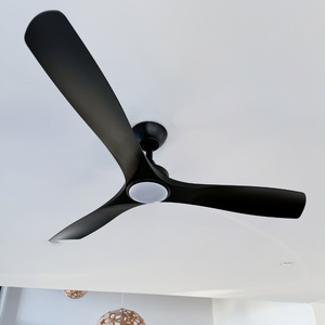 Spitfire DC | Contoured Blades Ceiling Fan with Black Motor | Black Light | Lighting Collective