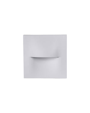 Square Outdoor Step or Wall Light in white with a full width slot across the powder coated aluminium face
