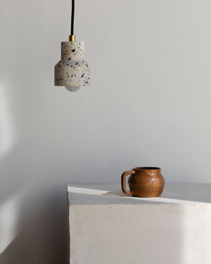 Terazzo Pendant Light Styled in a Minimalist Bedroom