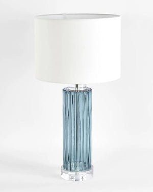 Textured Blue Glass Table Lamp Light Off | Lighting Collective