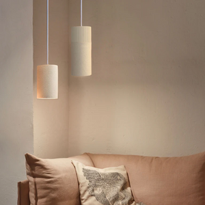 Textured Cylindrical Split Pendant Light | Terra | White | Lighting Collective