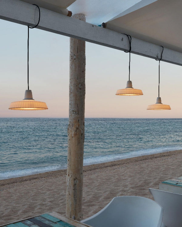 Textured Wave Exterior Pendant Light