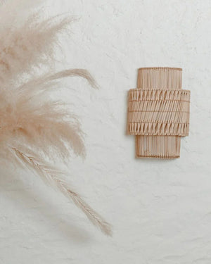 Tiered Rattan Weave Wall Light
