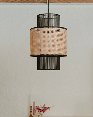 Tiered Tall Rattan Pendant