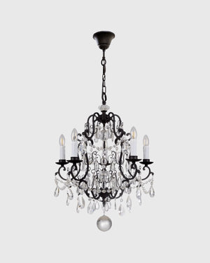 Traditional Bronze Crystal Tear Drop Pendant Chandeliers | Lighting Collective | Five Light