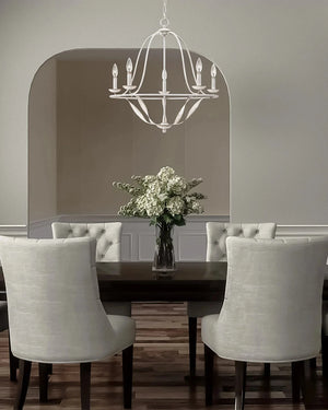 Traditional Caged Pendant Light Above a dining table