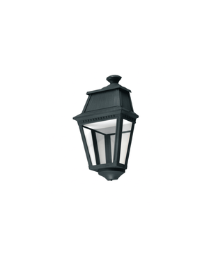 British Green half-lantern wall light with glass panel sides and ribbed detailing