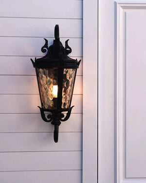 Traditional Stately Wall Light Positioned on an Entryway Door Front 