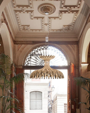 Very Large Designer Timber Dome Pendant Light