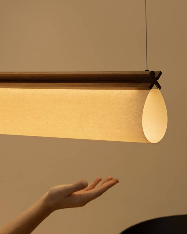 Walnut and Papyrus Shade Linear Pendant