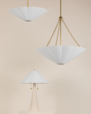 White Pleated Pendant Light - Lighting Collective