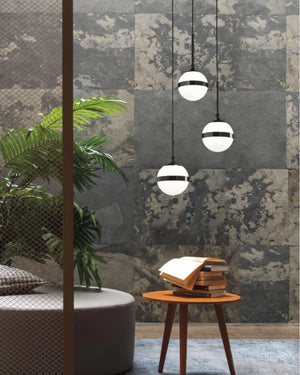 White Striped Glass Pendant Light - Lighting Collective