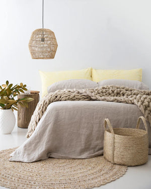 Woven Banana Leaf Shade | Phillipi | Lighting Collective | Pendant in Bedroom 