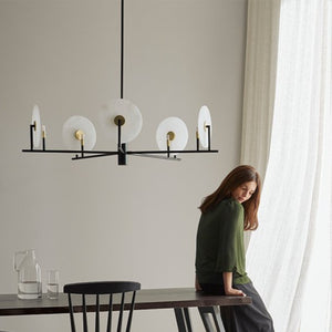 Matte Black Geometric Disc Chandelier | Lighting Collective