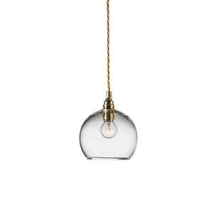 glass and golden metal spherical pendant clear small