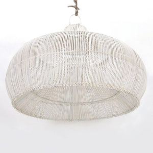 Large Natural White Rattan Bulb Pendant