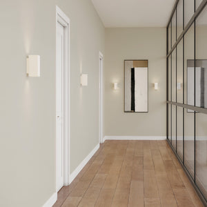 minimalist modern led wall light white finish in a corridor